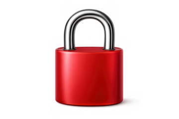 Red padlock representing security, data protection, privacy, access control, encryption, and digital safety, with transparent background
