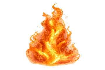 Vibrant orange fire flames burning with intense heat and light, creating energy simulation element on transparent background