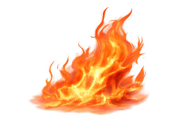 Burning fire blaze with hot orange and yellow flames, illuminating heat and energy, transparent background