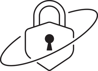 Minimal shield padlock icon symbolizing digital security privacy protection and secure information technology