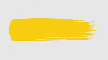 A vibrant yellow brush stroke texture against a clean white background