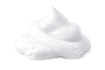 White shaving cream foam swirl on transparent background, fresh lather texture for grooming and skincare hygiene
