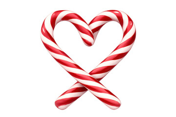 Candy canes forming a heart shape, symbolizing christmas love, festive sweetness, and holiday cheer on transparent background