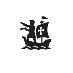 Columbus Day Vector Silhouette &ndash; Christopher Columbus Discovery Design