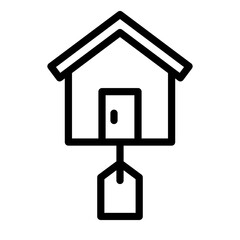 부동산 아웃라인 아이콘. 매물 가격