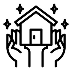 부동산 아웃라인 아이콘. 주택 보호