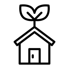 부동산 아웃라인 아이콘. 친환경 주택