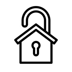 부동산 아웃라인 아이콘. 보안 주택