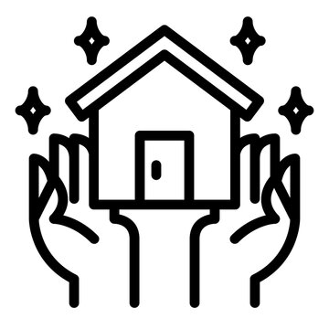 부동산 아웃라인 아이콘. 주택 보호