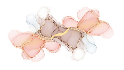 abstract gold and colorful molecular structure model