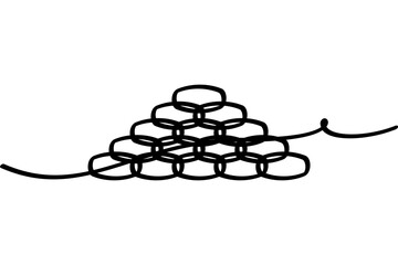 A continuous line design illustration of a stack of bricks. An interesting abstract line art design.