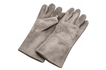 Welding gloves providing hand protection for workers, heat resistant leather gauntlets as personal protective equipment