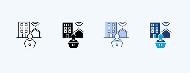Hybrid Work Multiple Icon Illustration Vector