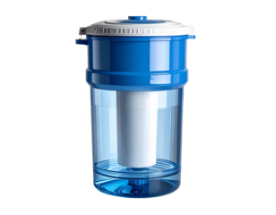 Blue and silver water bottle with transparent background