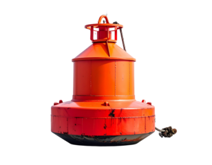 Bright orange buoy with transparent background for marine navigation and safety