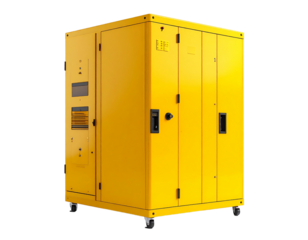 Bright yellow cabinet isolated on transparent background