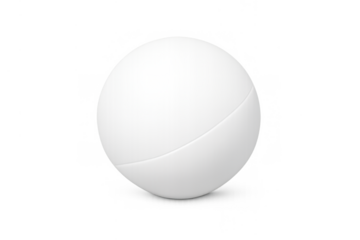 Table tennis ball rendered in 3d, showing its white spherical design with a seam, on a transparent background