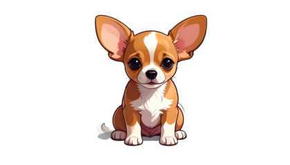 Pixel Art Illustration of a Small Chihuahua Dog With Big Ears and Dark Eyes on Transparent Background