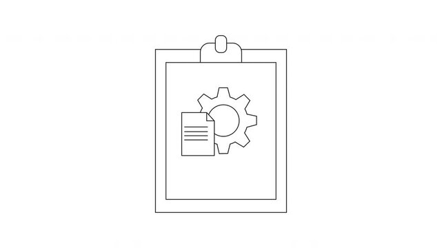 Technical Documentation Icon Animation - Gear, Clipboard, and Paper.