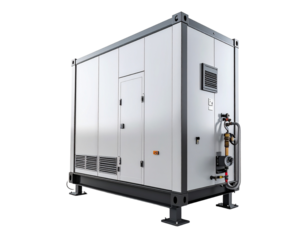 Industrial metallic container with transparent background