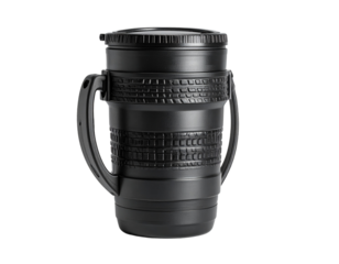 Isolated black thermos jug with handle on transparent background