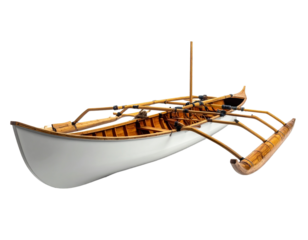 Isolated wooden boat illustration with transparent background