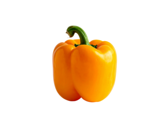 Orange bell pepper isolated on transparent background healthy food concept