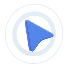 Blue Mouse Cursor with Ripple Effect Representing Click Action 3D Icon