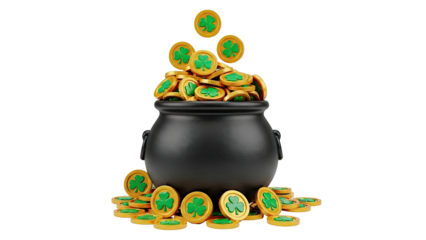 Pot of Gold with Shamrock Coins