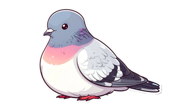 Pixelated Pigeon Illustration Against a Transparent Backdrop Showing Pastel Tones and Detailed Outlining - Powered by Adobe