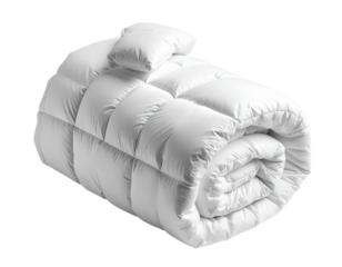 Rolled white towel on transparent background for hygiene and hospitality design