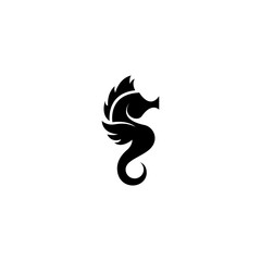 seahorse silhouette logo with flat design style