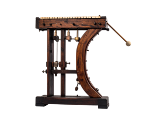 Wooden easel with adjustable features isolated on transparent background