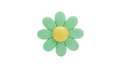 Stylized Green Flower with Yellow Center