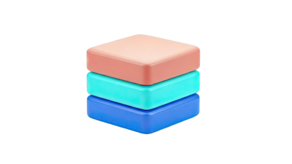 Stack of Three Colorful Square Blocks