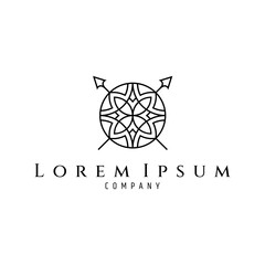 Shield and spear tribal ethnic logo