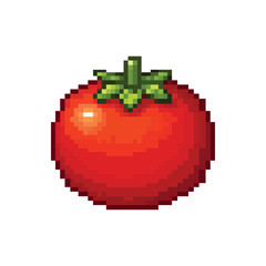 Red tomato pixel art illustration isolated on white background