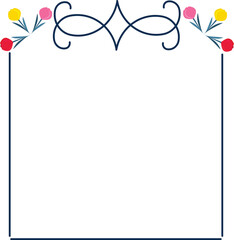 Ornamental Tulip Frame with Decorative Scrolls and Colorful Flowers