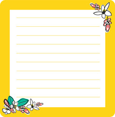 Yellow Floral Note Frame