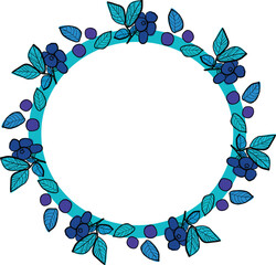 Blueberry Circle Frame with Decorative Border