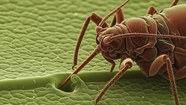 Scanning Electron Micrograph Of Aphid Feeding Mechanism Illustrating The Concept Of Plant Pathology And Crop Damage