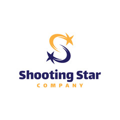 S letter logo with two shooting star shape.