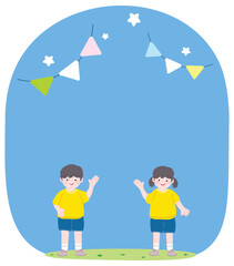 Kindergarten Sports Day Announcement Design with Children