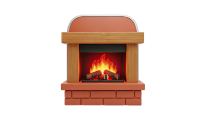 Stylized Fireplace with Burning Logs