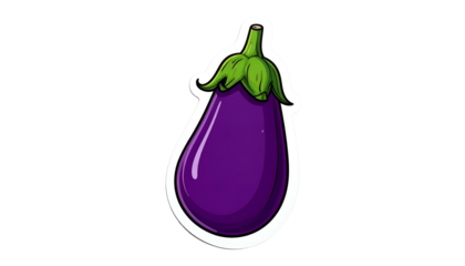 Isolated Vector Illustration of an Eggplant in Purple and Green on Transparent Background