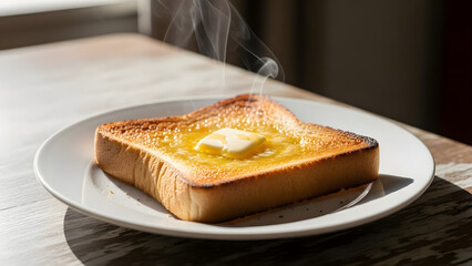Buttered Toast on a Plate