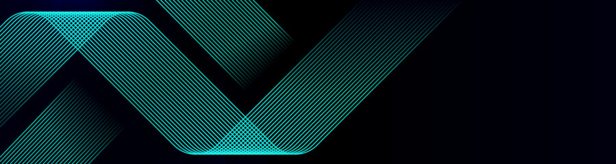 Abstract Teal Ribbon Lines on Dark Futuristic Background for technology themes, business presentations, creative design projects, banners, wallpapers, web headers and marketing graphics.
