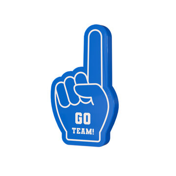 Go Team! 3D hand glove blue color with finger raised 3d icon