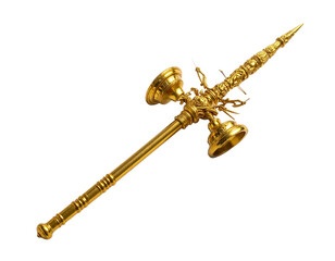 Golden halberd illustration with transparent background