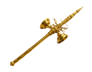 Golden halberd illustration with transparent background